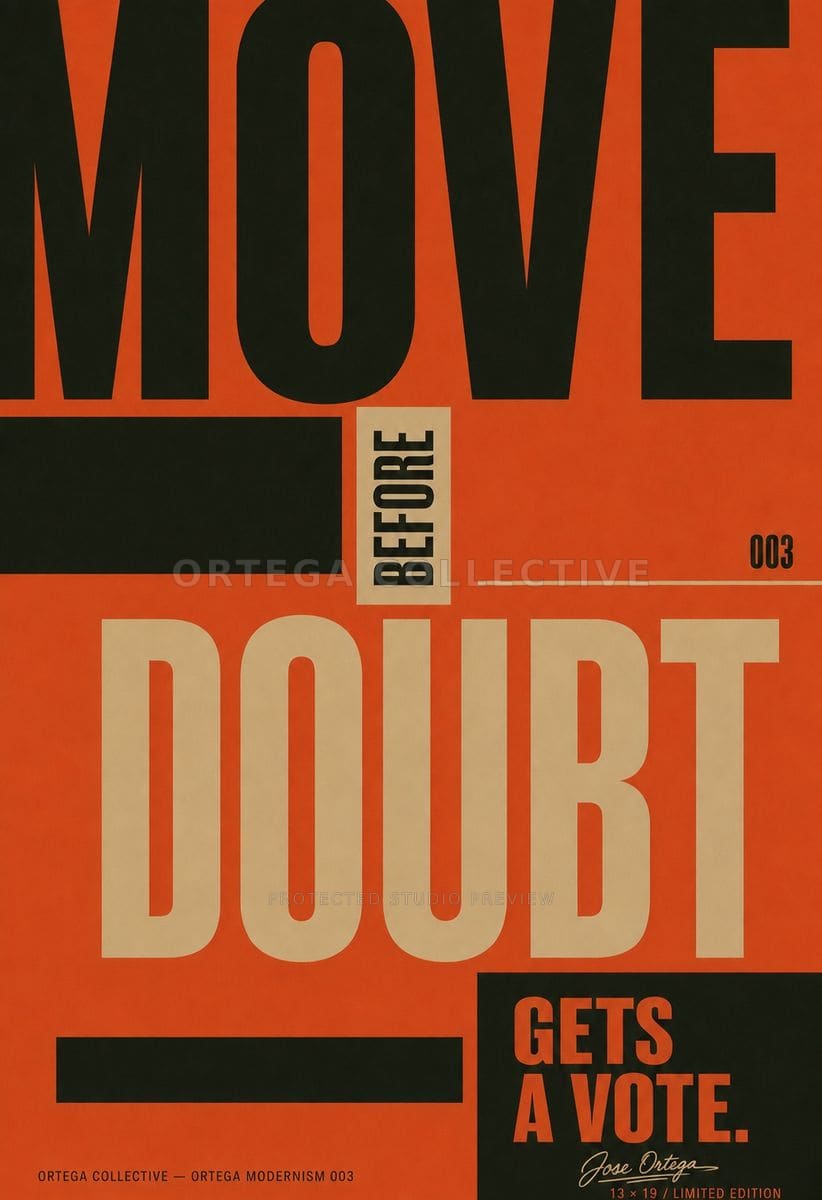 Move Before Doubt Gets a Vote, an original Ortega Collective artwork